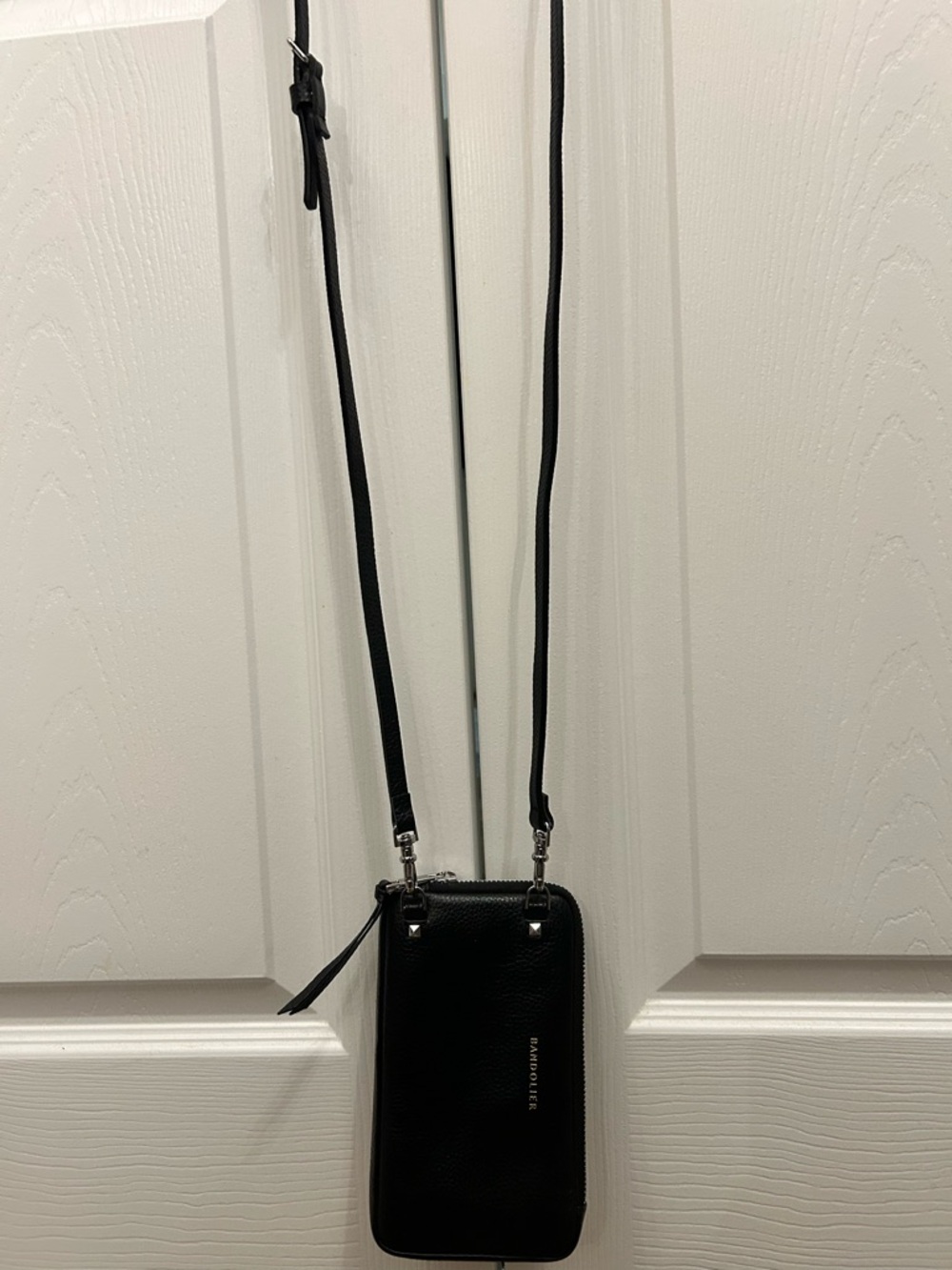 Bandolier Black Pebbled Leather Crossbody Phone Wallet - Picture 6 of 9
